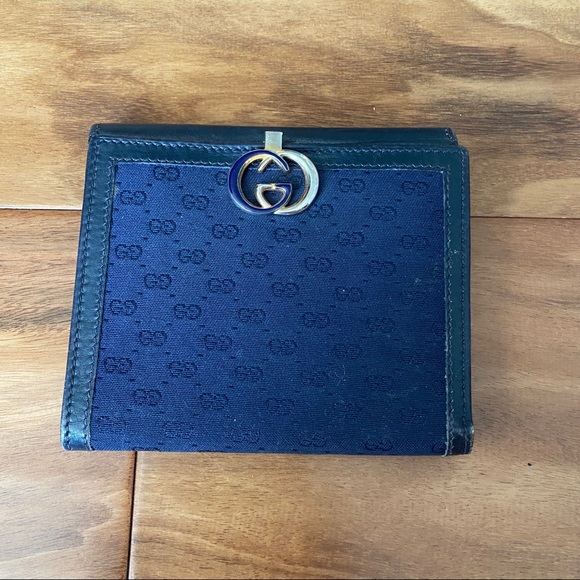 Gucci Navy Blue GG Interlocking Monogram Wallet, vintage
